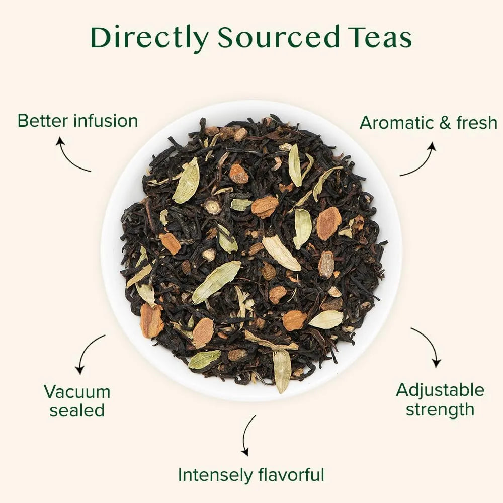 Té Masala Chai Vainilla Hoja Suelta 100g VAHDAM Deliciosa Mezcla Especiada