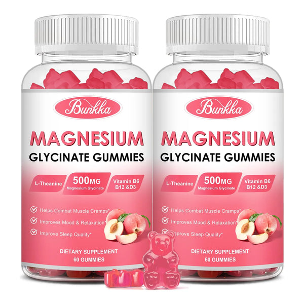 Gomitas De Glicinato De Magnesio 500 Mg Con Potasio Y Vitaminas Para Sueño Y Relajación