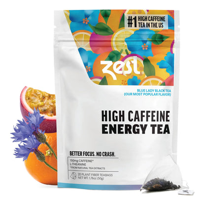 Mezcla Energética De Hojas 150 Mg Café Saludable 20 Bolsas Té Negro Blue Lady