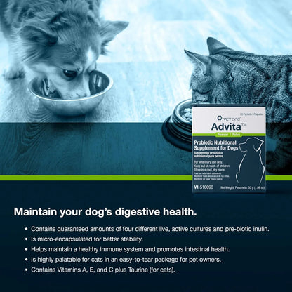 Probiótico Nutricional Para Perros VetOne Advita 30 Paquetes De 1.13 Gramo