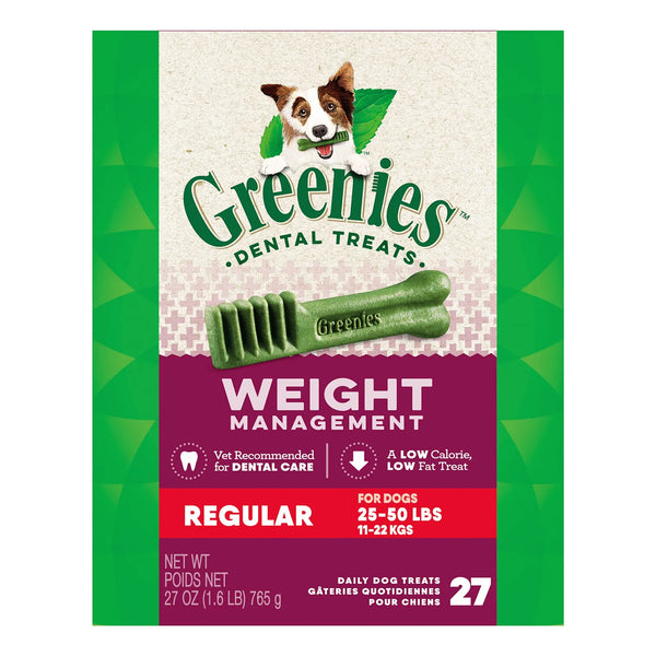 Golosinas Masticables Naturales GREENIES Cuidado Dental Y Control De Peso Para Perros Paquete 27 Onzas