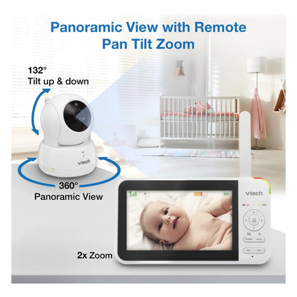 Monitor De Bebé Con Zoom Panorámico 2 Cámaras Audio Pantalla LCD 5 Pulgadas Vision Nocturna