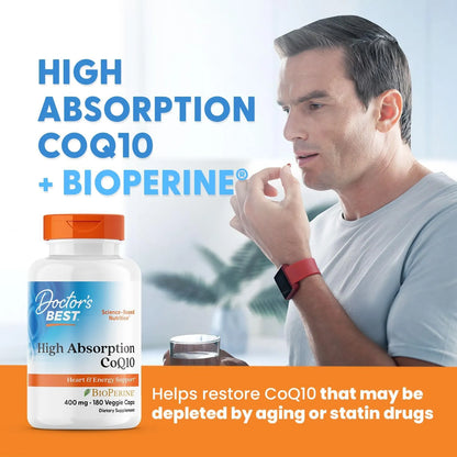 Doctor's Best CoQ10 Alta Absorción 400 Mg Con Bioperine 180 Cápsulas Vegano