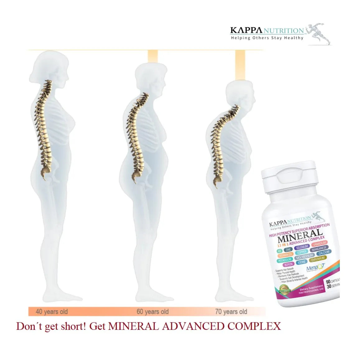 Complejo Mineral Avanzado 13 En 1 Con Vitamina K2 D3 Zinc 90 Capsulas