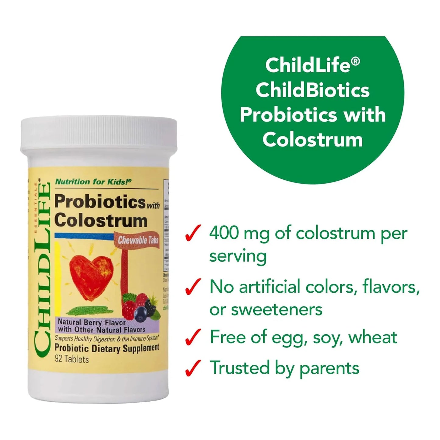 Probióticos Masticables Con Calostro Para Niños Salud Digestiva E Inmunológica 92 Tabletas