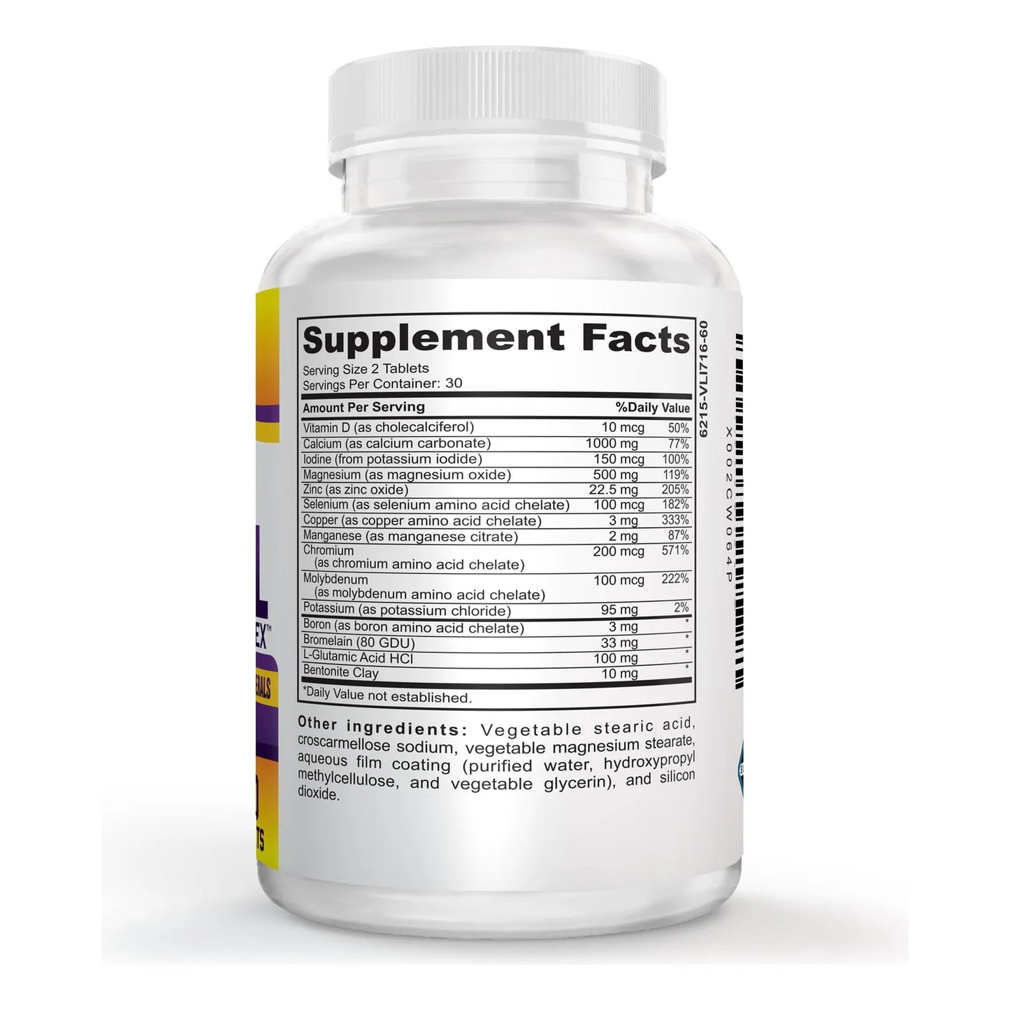 Suplemento Multimineral SuperMAX Con 72 Oligominerales Fórmula Sin Hierro 60 Tabletas