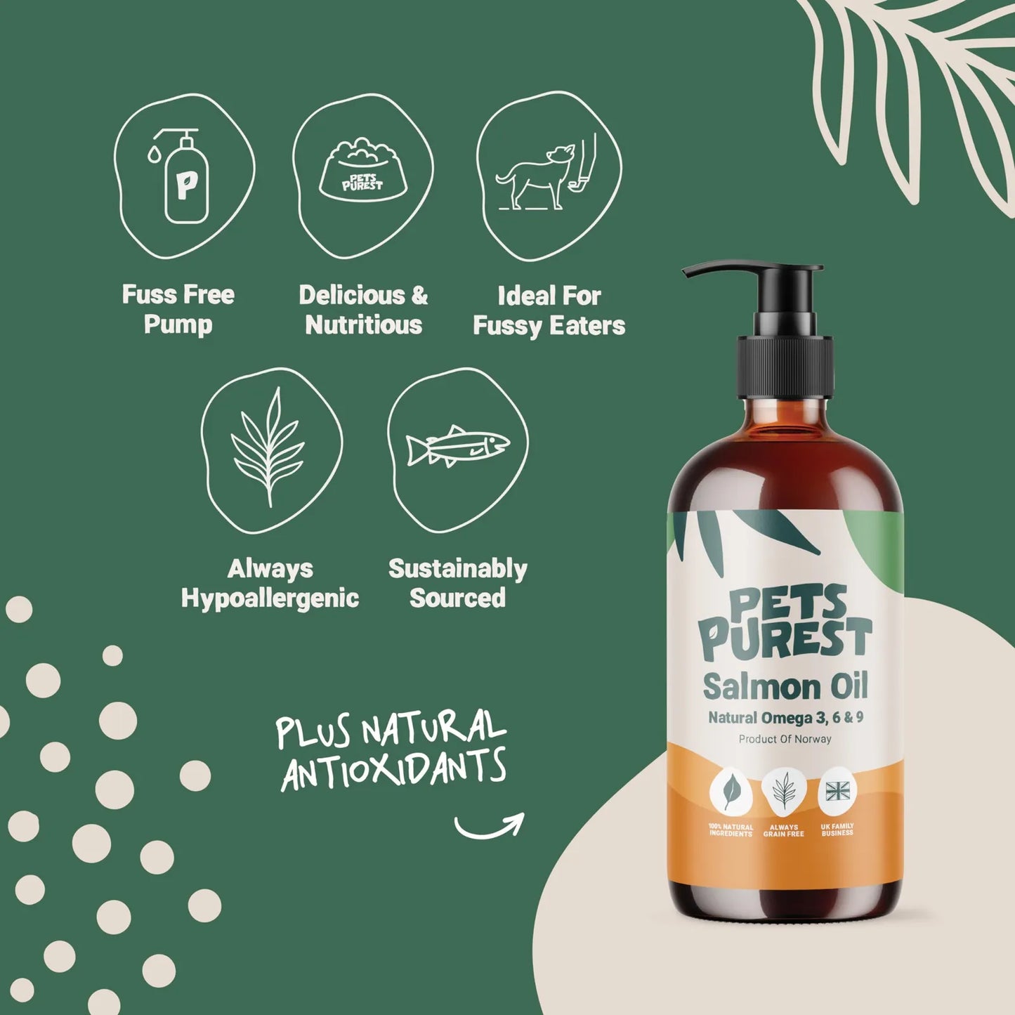 Aceite Natural De Salmón Para Mascotas 32 Onzas 100% Puro Om
