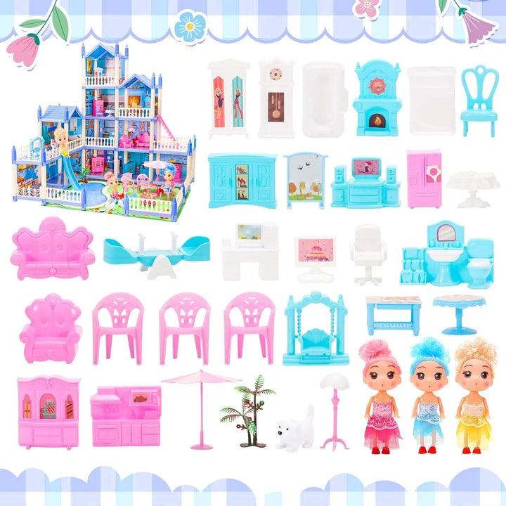 Casa De Muñecas De 4 Pisos Con 11 Habitaciones Y Accesorios - Imagen 2