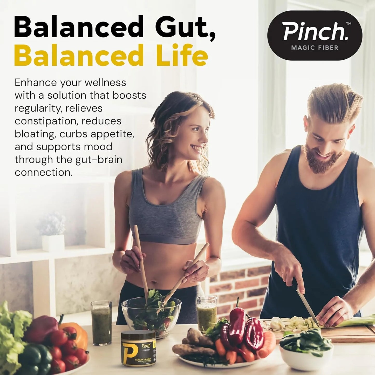 Polvo Prebiótico De Cáscara De Psyllium Con Limón Y Jengibre Para Digestión Saludable