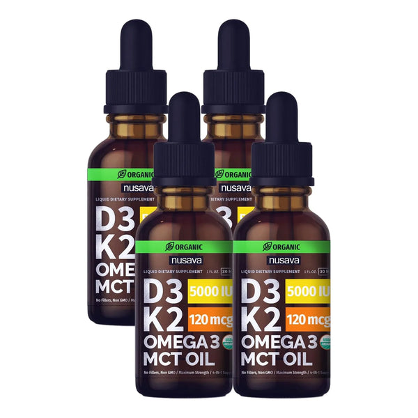 Gotas Orgánicas D3 K2 5000 UI Con Aceite MCT Omega 3 Suplemento Líquido