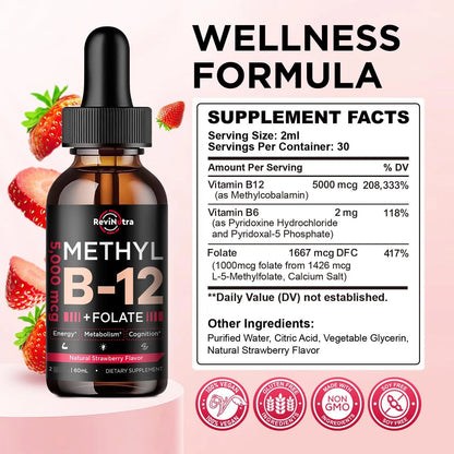 Gotas Líquidas Vitamina B12 5000 Mcg Metilcobalamina Sublingual Energía Y Salud