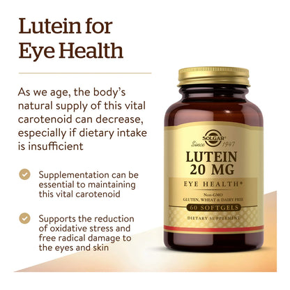 Luteína 20 Mg 60 Cápsulas Blandas Protege Ojos Filtra Luz Azul
