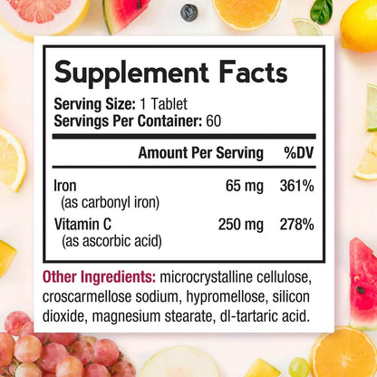 Hierro 65 Mg Con Vitamina C Suplemento Para Energía Y Vitalidad