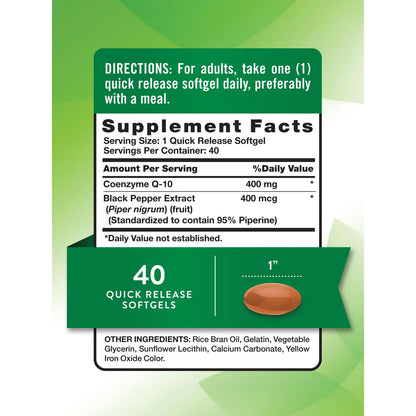 Cápsulas Blandas CoQ10 400mg Alta Absorción Antioxidante Energía