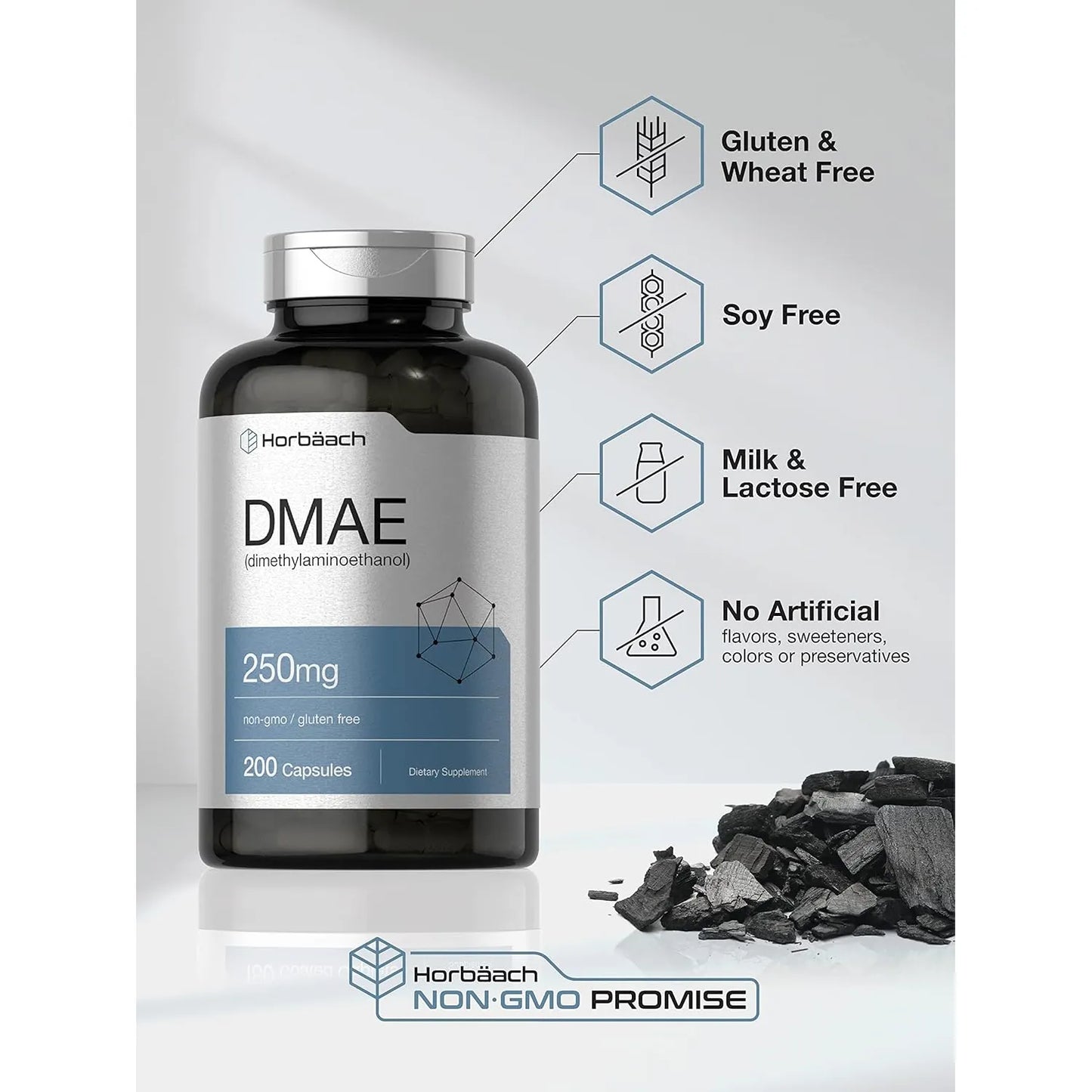 Dmae 250 Mg 200 Capsulas Bitartrato Puro Energia Cognitiva
