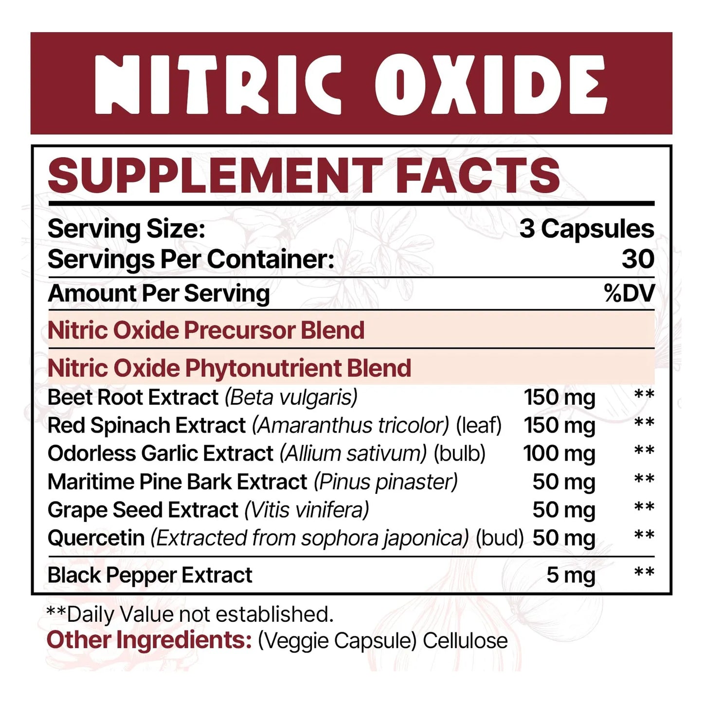 Suplemento De Óxido Nítrico 13 En 1 2255 Mg Para Corazón Y Energía 90 Cápsulas