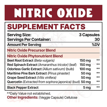 Suplemento De Óxido Nítrico 13 En 1 2255 Mg Para Corazón Y Energía 90 Cápsulas