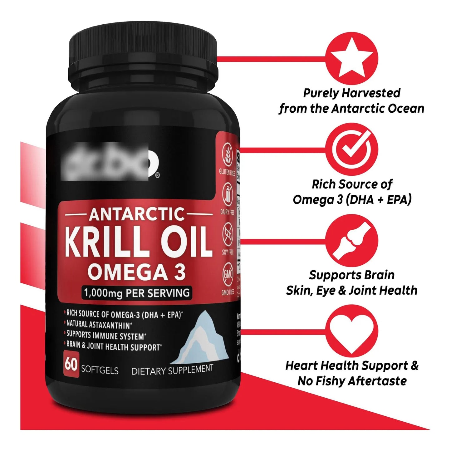 Aceite De Krill Antártico 1000 Mg Cápsulas Blandas Omega 3 EPA DHA
