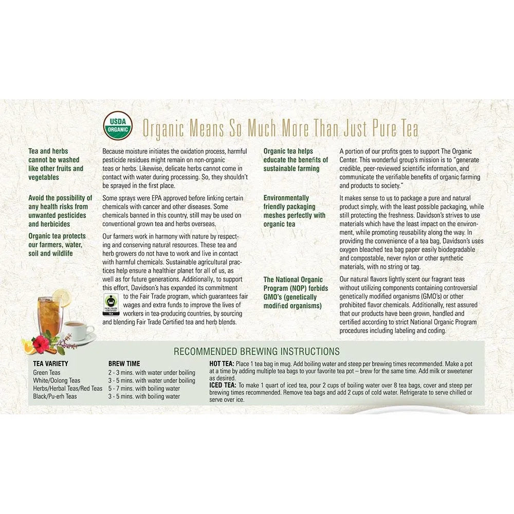Té De Coco Chai Orgánico Davidsons Organics 100 Bolsas Ecológicas