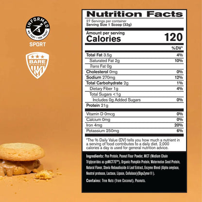 Proteina Vegana Sabor Galleta Mantequilla Mani 27 Porciones Recuperacion Muscular