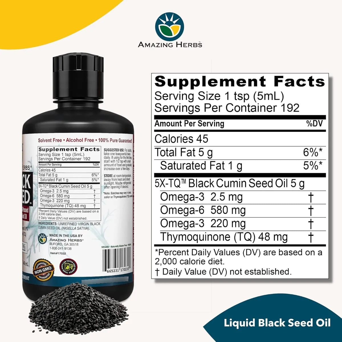 Aceite De Comino Negro Egipcio Prensado En Frio 100 Puro 32 Fl Oz Amazing Herbs