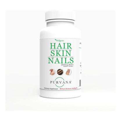 Purvana Cápsulas Blandas Vitaminas Cabello Piel Uñas 2500 Mcg Biotina