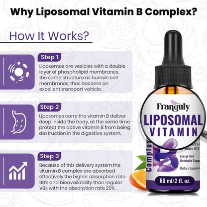 Complejo Liposomal Vitaminas B Sublingual B12 B1 B2 B3 Energia Y Vitalidad