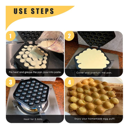 Myfully Bubble Waffle Maker Pan Sartén Antiadherente Para Gofres Perfectos