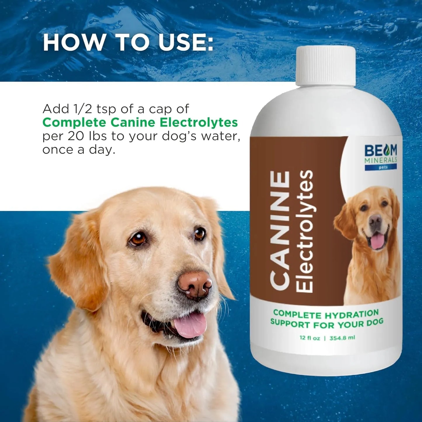 Electrolitos Líquidos Completos Para Perros Beam Minerals 355ml