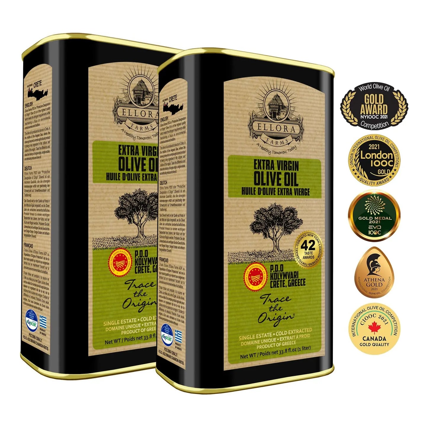Aceite De Oliva Virgen Extra Primera Extracción Fría Ellora Farms DOP Grecia