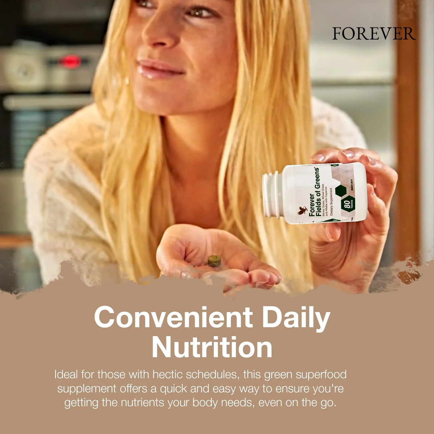 Forever Fields Of Greens Suplemento Superalimenticio Verde Con Hierba De Cebada Pasto De Trigo Y Alfalfa 80 Tabletas