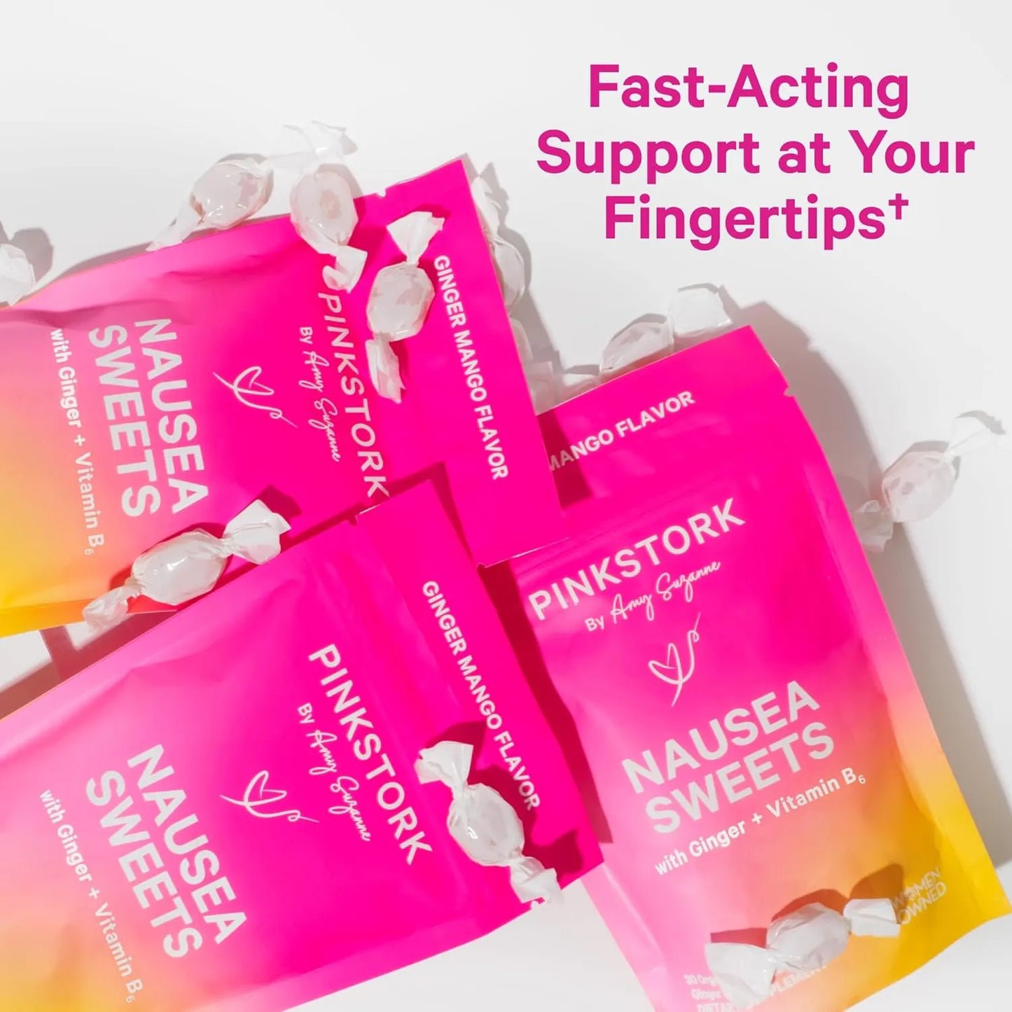 Dulces Orgánicos Para Mareo Matutino Y Por Movimiento Pink Stork Con Vitamina B6 60 Caramelos