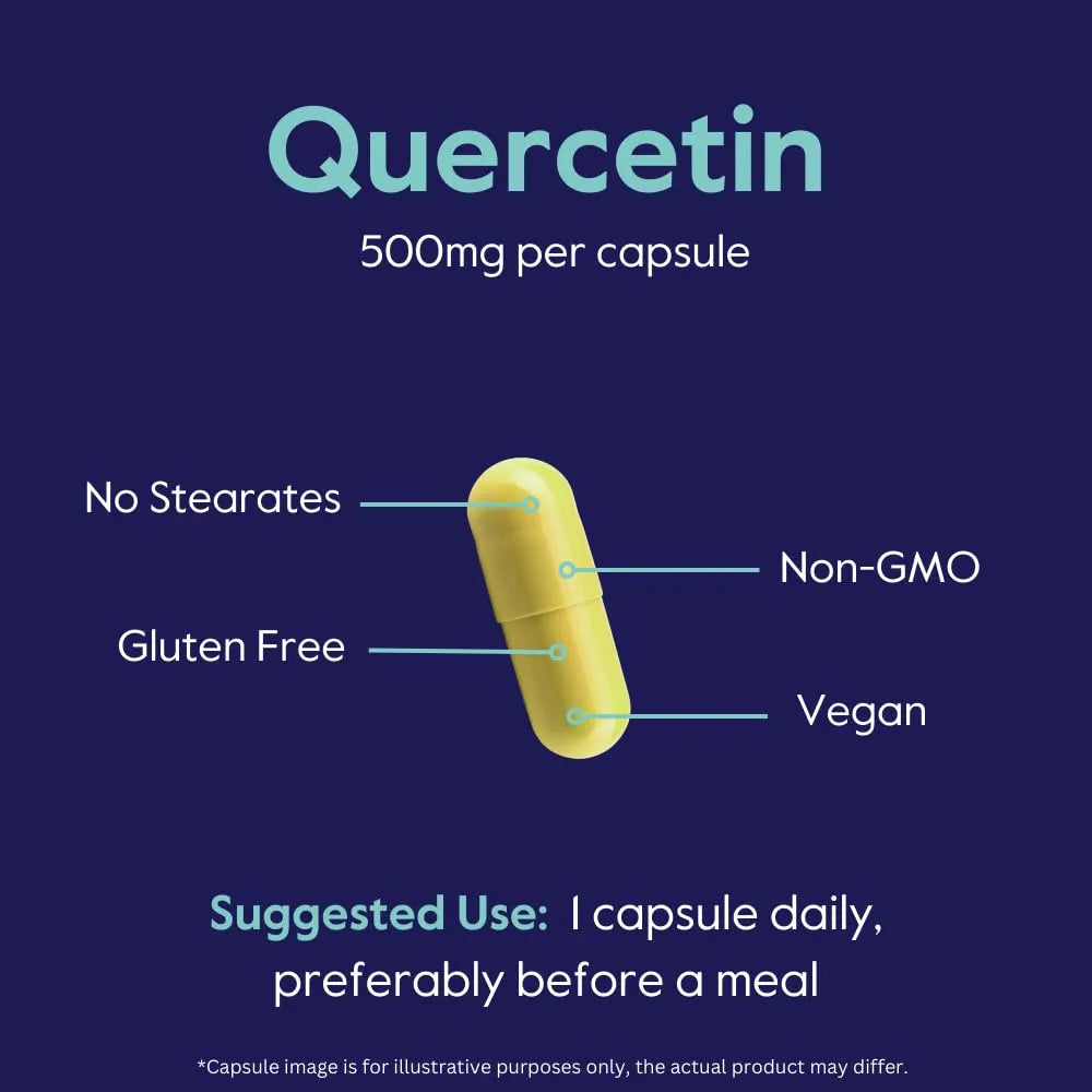 Quercetina 500mg 120 Cápsulas Antioxidante Puro Vegano Sin OMG