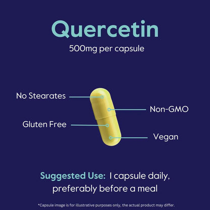 Quercetina 500mg 120 Cápsulas Antioxidante Puro Vegano Sin OMG