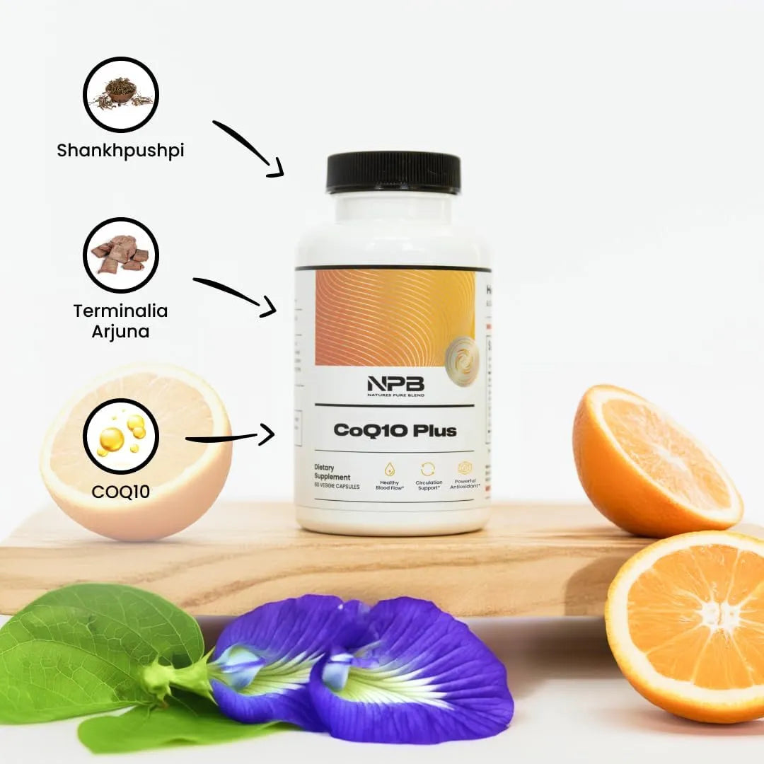 Coenzima Q10 Natural Con Arjuna Y Shankhpushpi Soporte Cardiaco Y Energía
