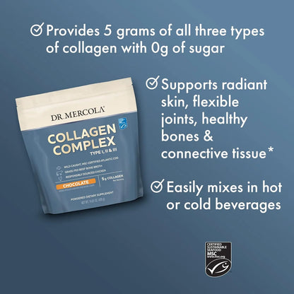 Complejo De Colageno En Polvo Sabor Chocolate Dr Mercola 30 Porciones Suplemento Dietetico