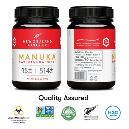Miel De Manuka Cruda UMF 15 MGO 514 Natural 500g Importada De Nueva Zelanda