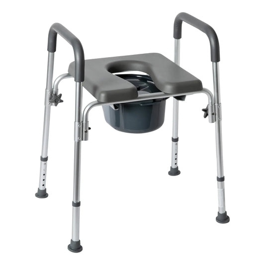 Silla Cómoda Portátil 3 En 1 Para Inodoro Con Brazos Acolchados Y Altura Ajustable