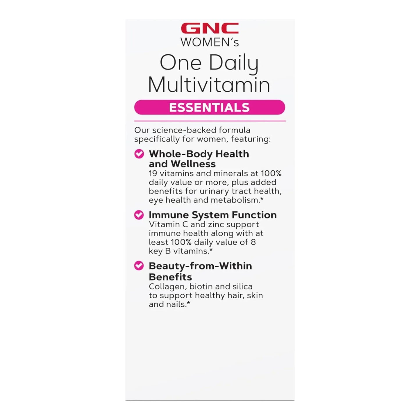 Multivitaminico Diario Para Mujeres GNC 60 Capsulas Nutricion Esencial