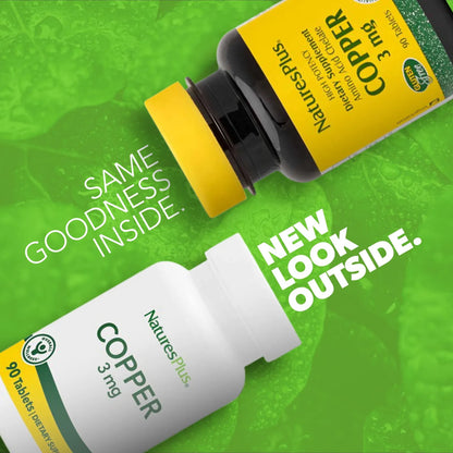 Cobre 3 Mg 90 Tabletas Apoya El Bienestar General Sin Gluten
