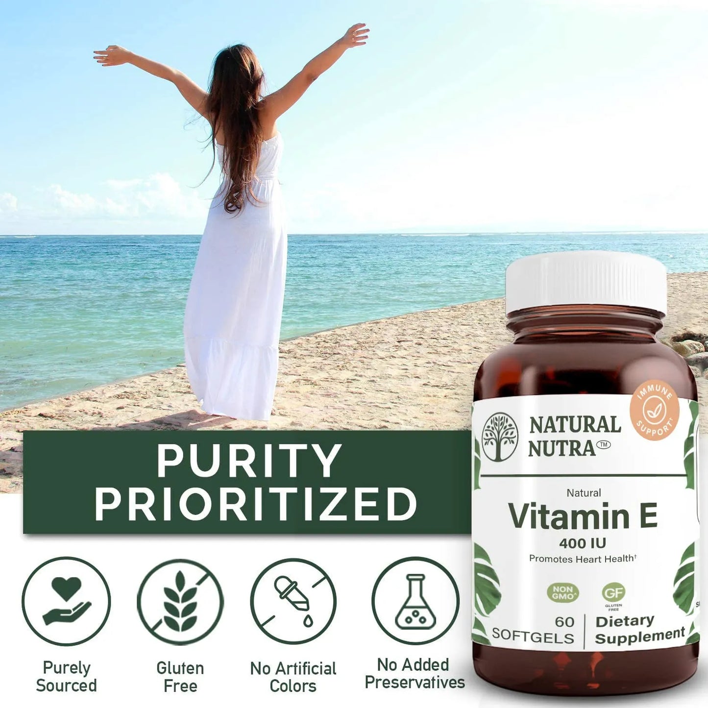 Vitamina E 400 UI Suplemento Natural Para Piel Cabello Y Uñas