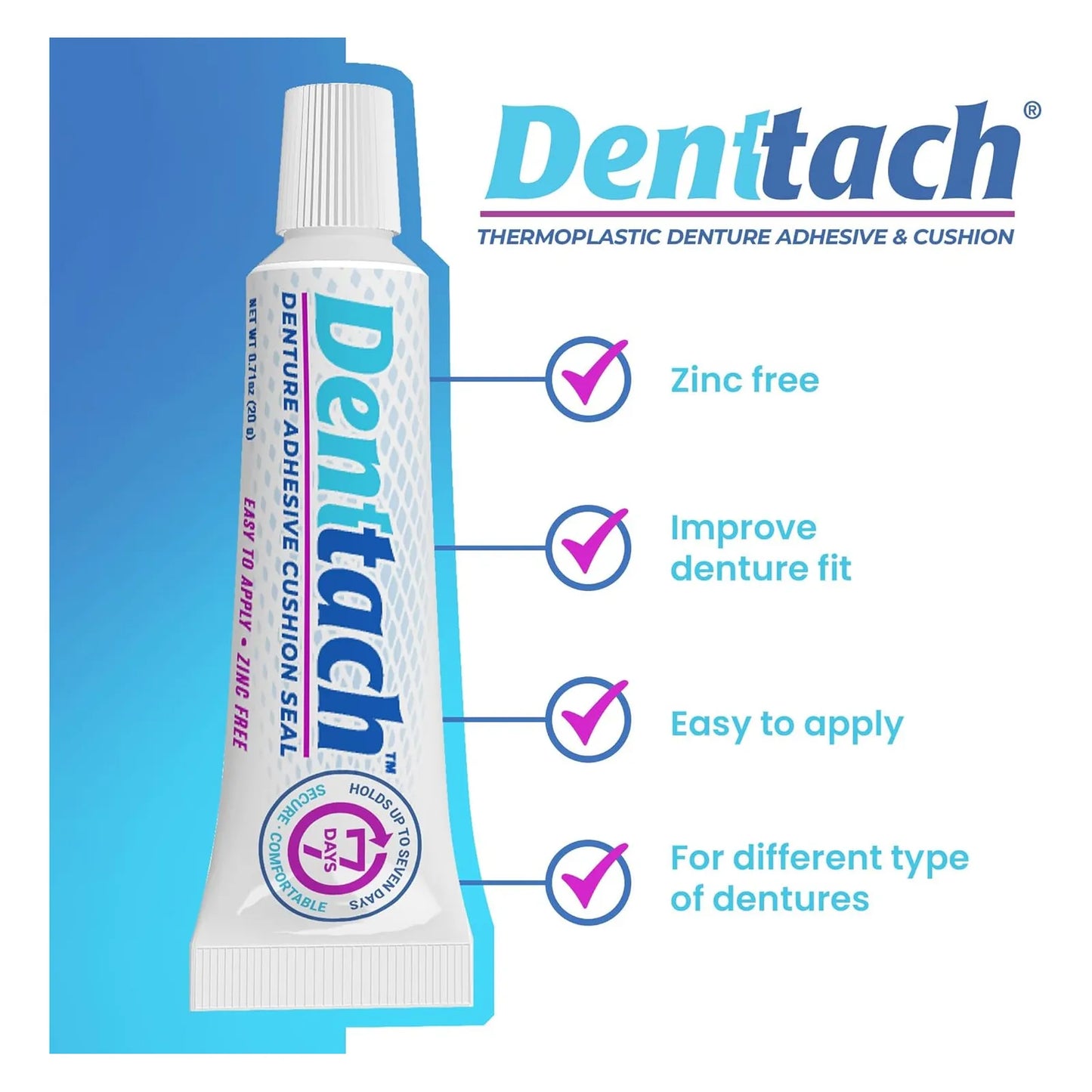 Adhesivo Termoplástico Denttach Para Dentaduras Postizas 7 Días De Agarree