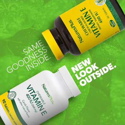 Vitamina E Masticable Sabor Algarroba 90 Tabletas Antioxidante Natures Plus