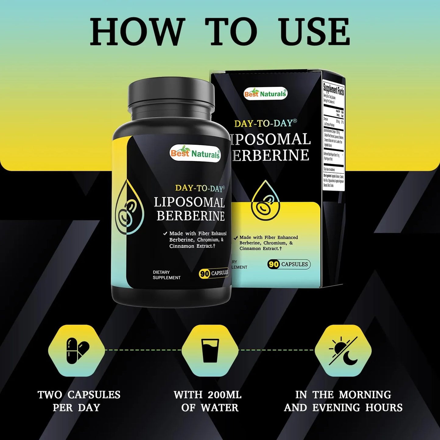 Berberina Liposomal 1200 Mg Con Bioperine Y Fibra 90 Cápsulas Veganas