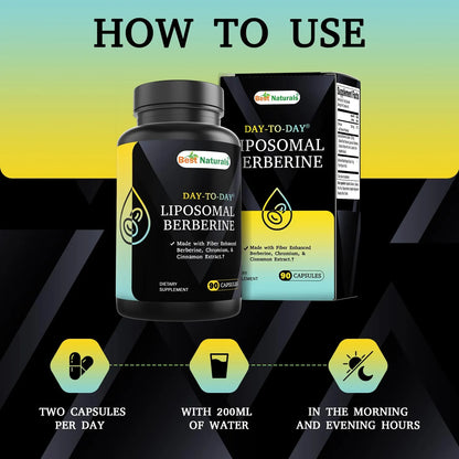 Berberina Liposomal 1200 Mg Con Bioperine Y Fibra 90 Cápsulas Veganas