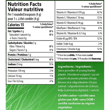 Polvo De Hierba De Cebada Tamaño Familiar 360g Energía Natural Y Nutrición
