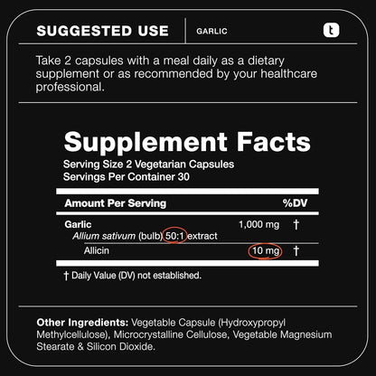 Extracto De Ajo Sin Olor 10 Mg Alicina 50 1 Potencia Máxima 60 Cápsulas Vegetarianas