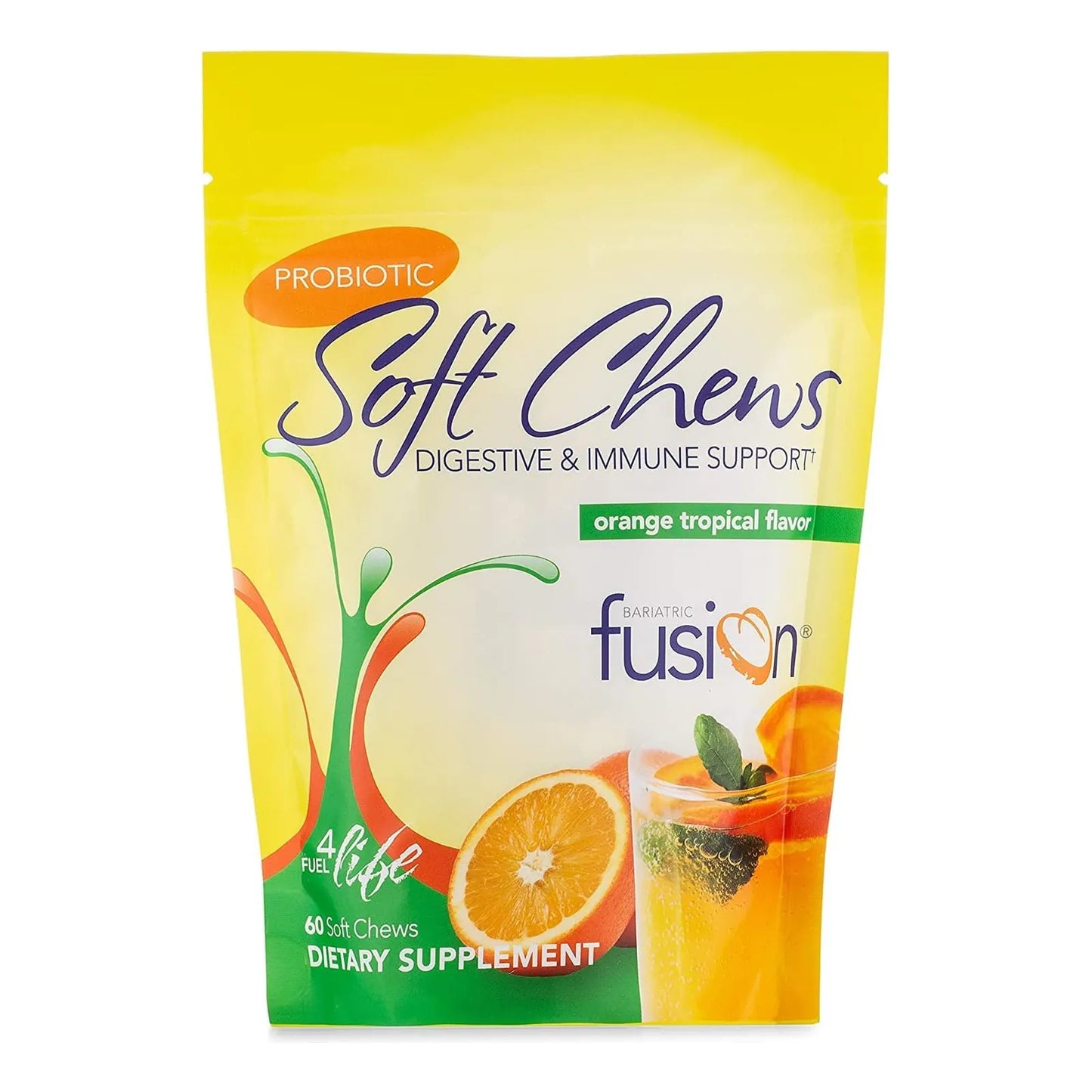 Probiótico Masticable Bariatric Fusion 10 Mil Millones UFC Sabor Tropical Naranja 60 Unidades