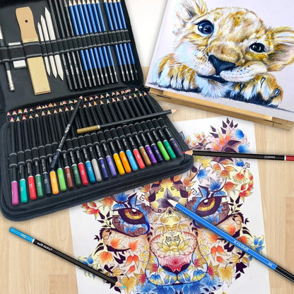 Kit De Dibujo Profesional Kalour 96 Piezas Lápices Colores Y Accesorios