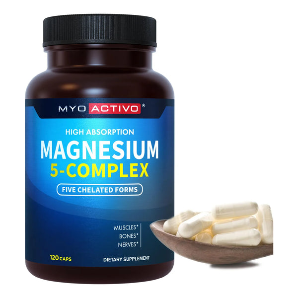 Complejo De Magnesio 5 En 1 Glicinato Malato Citrato Taurato Aspartato Suplemento Para Músculos Huesos Y Energía